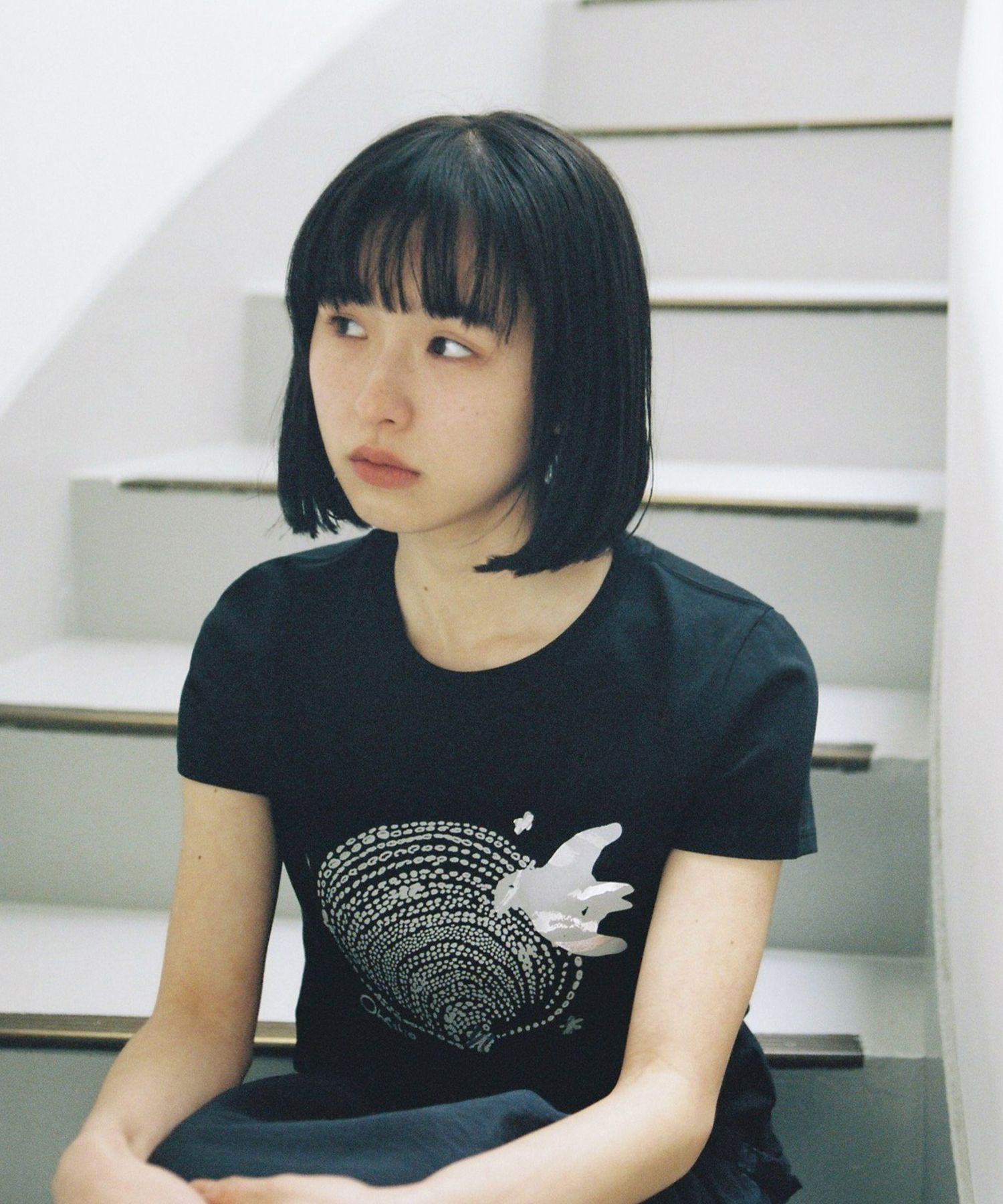MUSINSA | OHESHIO SHELL BIRD T-SHIRT, BLACK
