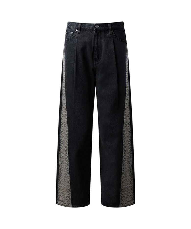 [UN] Leopard denim jeans Black