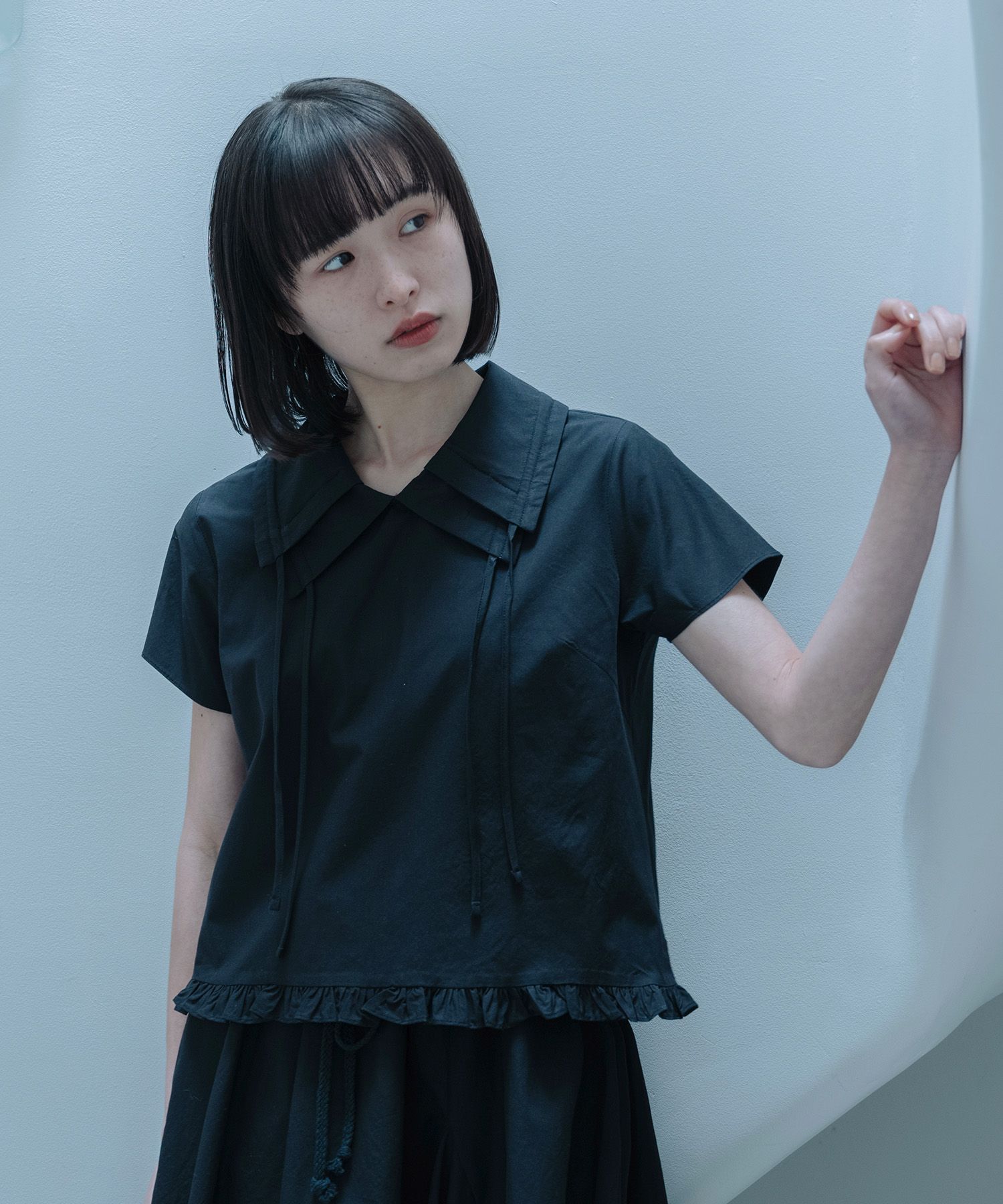トップス OHESHIO SAILOR COLLAR FRILL BLOUSE MUSINSA | OHESHIO SAILOR COLLAR FRILL BLOUSE, BLACK
