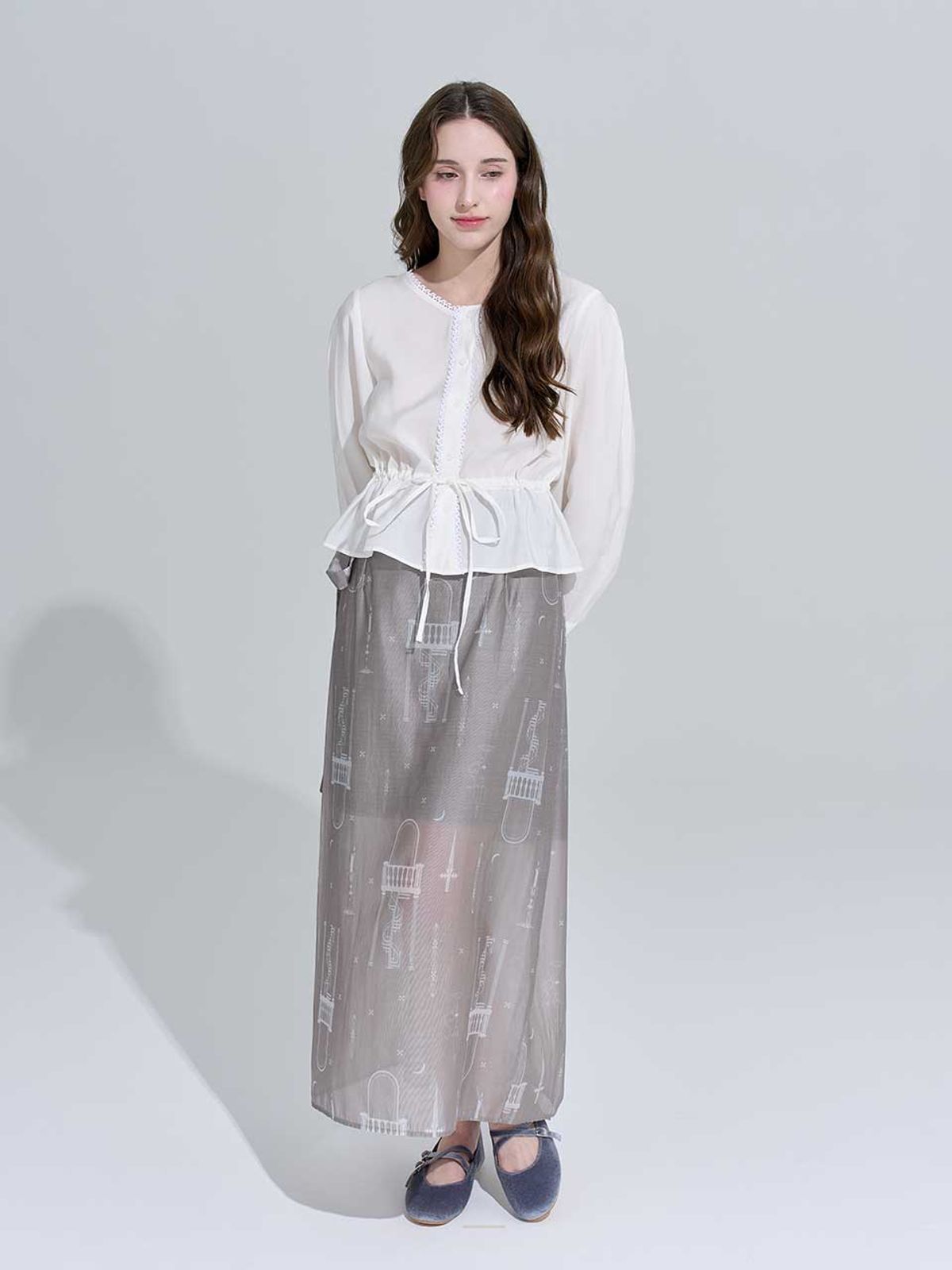 프리앙(FREEANG) 시스루 롱 스커트