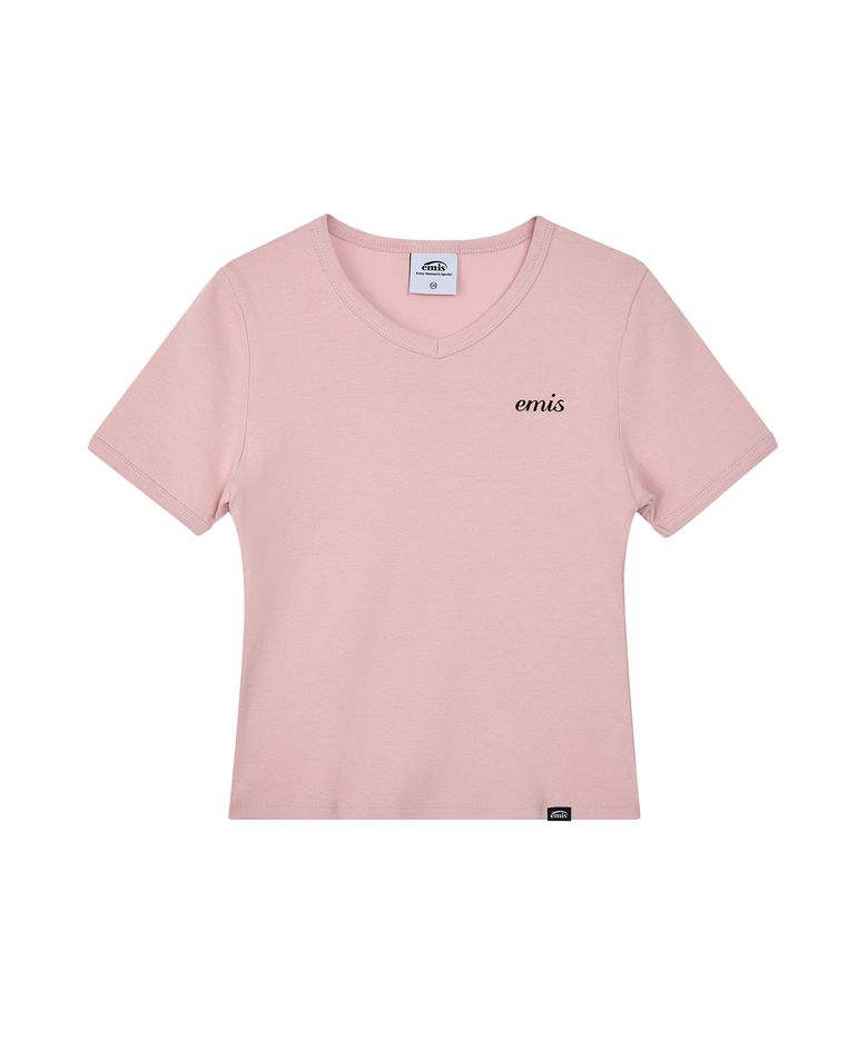 (WOMENS) RIBBED RINGER T-SHIRT-PINK