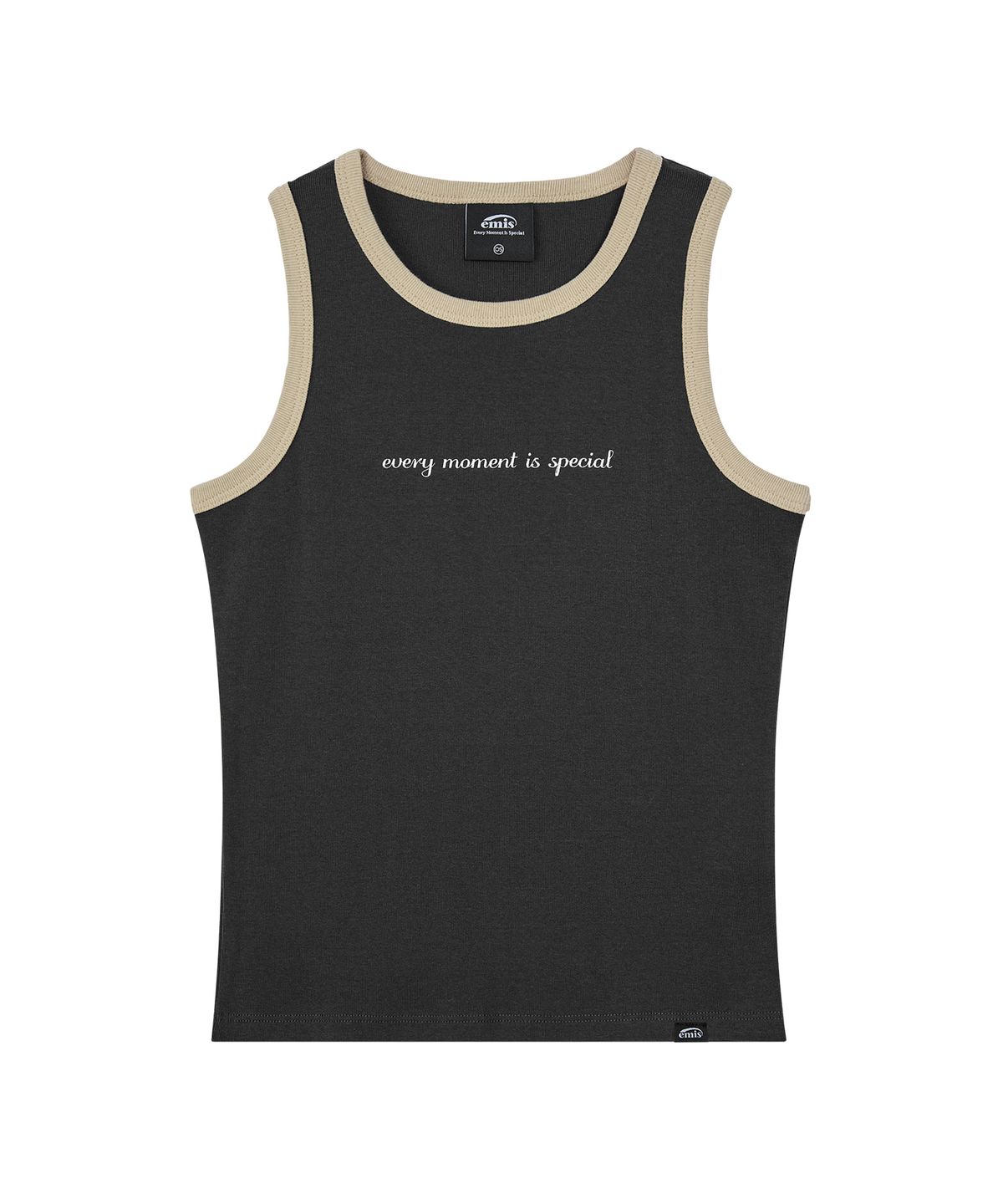 이미스(EMIS) (WOMENS) RIBBED RINGER SLEEVELESS TANK TOP-DARK GRAY
