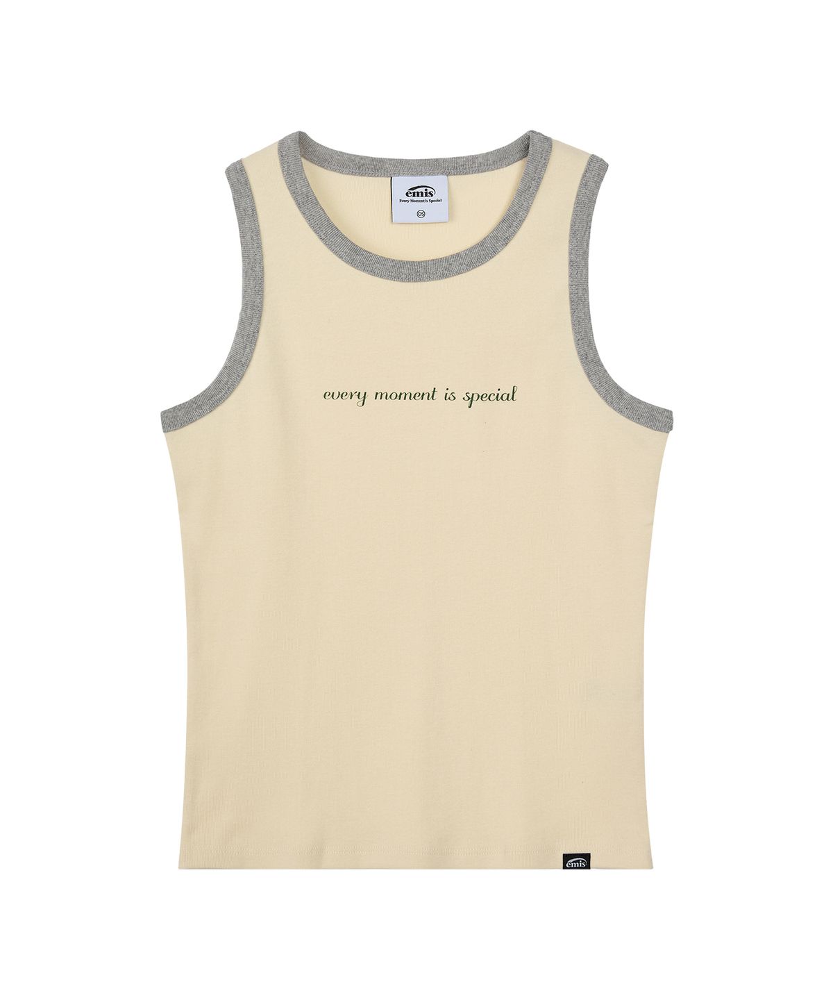 이미스(EMIS) (WOMENS) RIBBED RINGER SLEEVELESS TANK TOP-CREAM