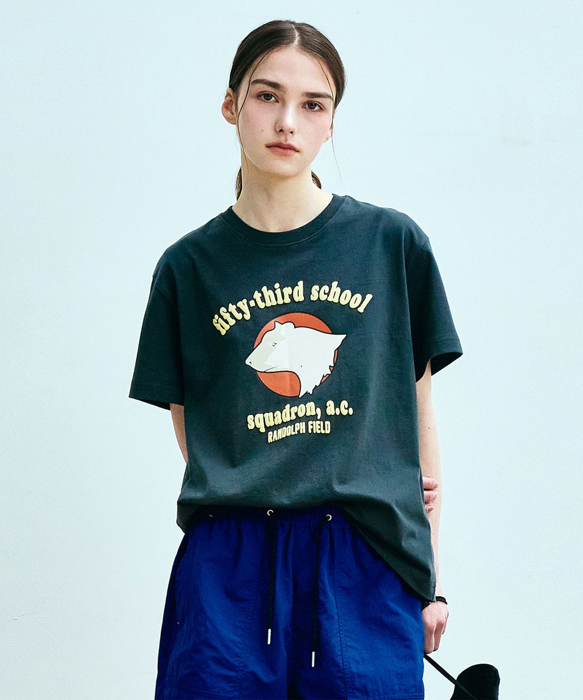 유니폼브릿지(UNIFORM BRIDGE) fifty third school s/s tee(womens) charcoal