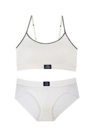 소프트 밀착 노와이어 브라탑헴팬티 세트_아이보리