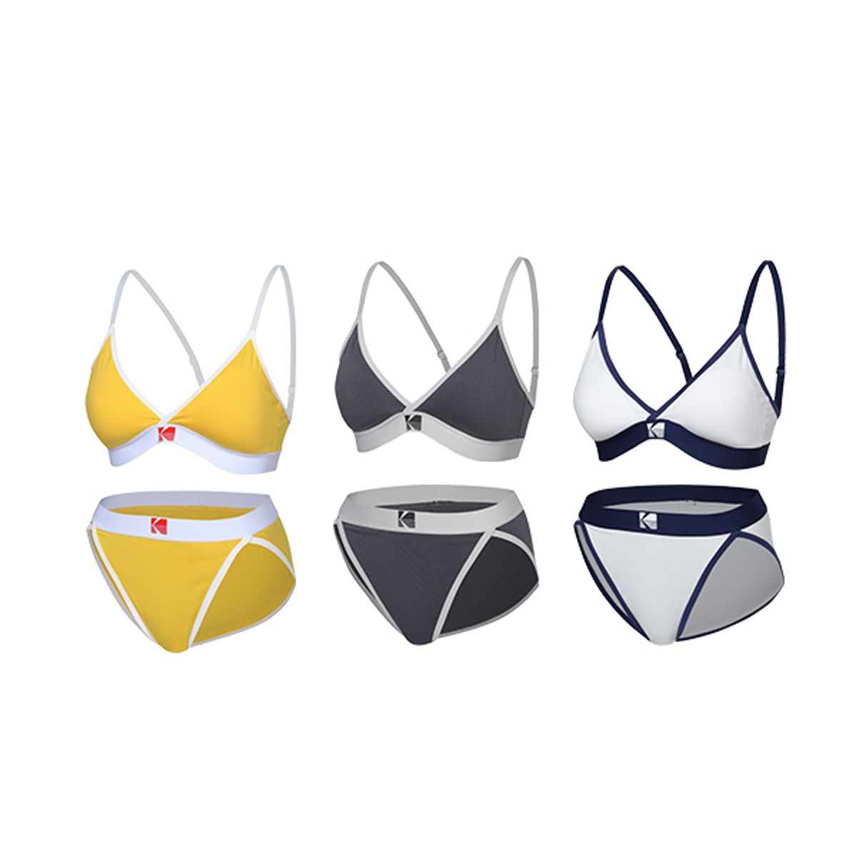 코닥 언더웨어(KODAK UNDERWEAR) 여성 레트로팝 무드 브라팬티 3SET