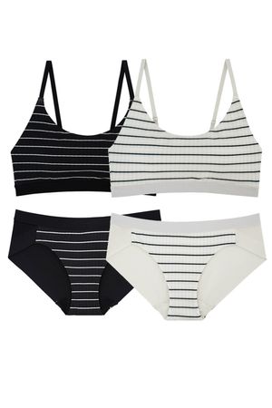 스트라이프 골지 브라 팬티 SET(2color)