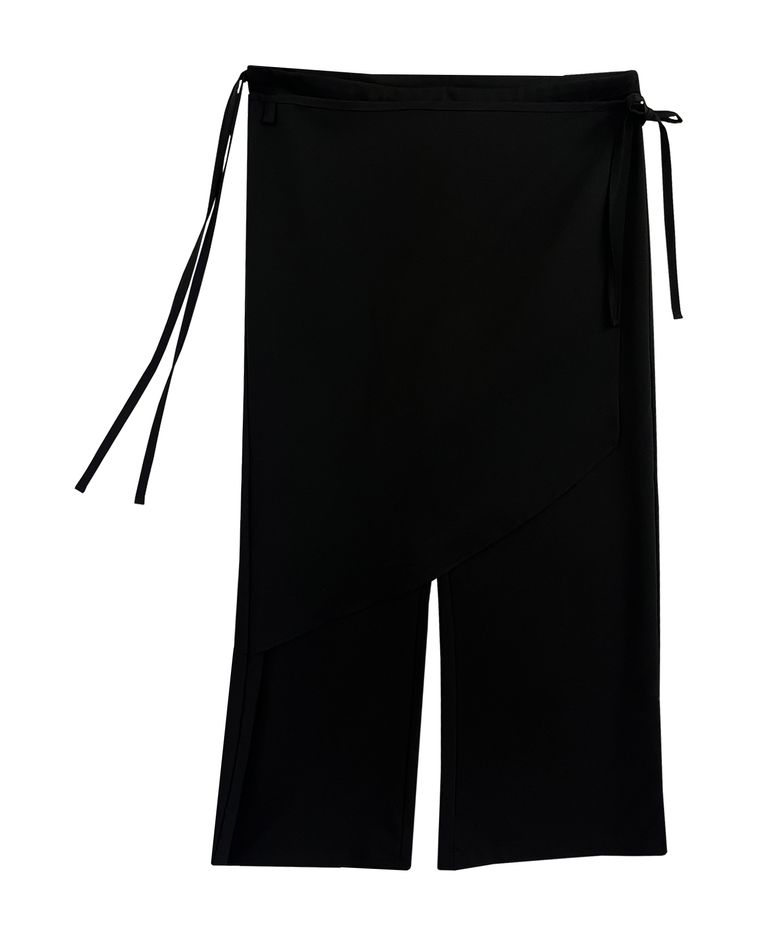 Skirt Layered Wide Pants (BLACK)