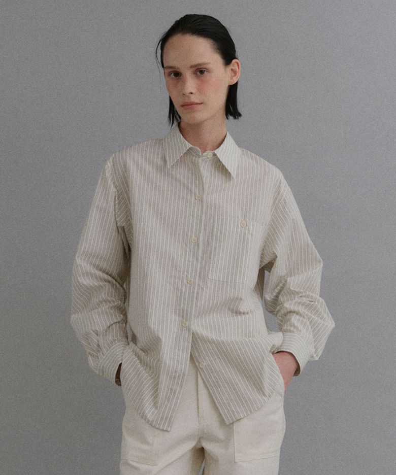 ICHIMEN Stripe shirt_by Japan Fabric (ICHIMEN)_beige