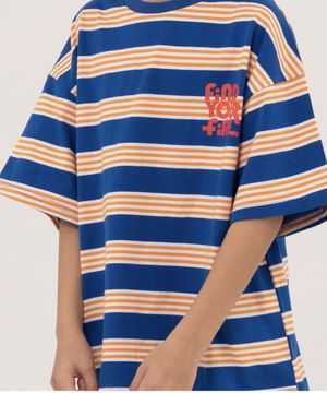 파이어 오버사이즈 스트라이프 티셔츠  블루