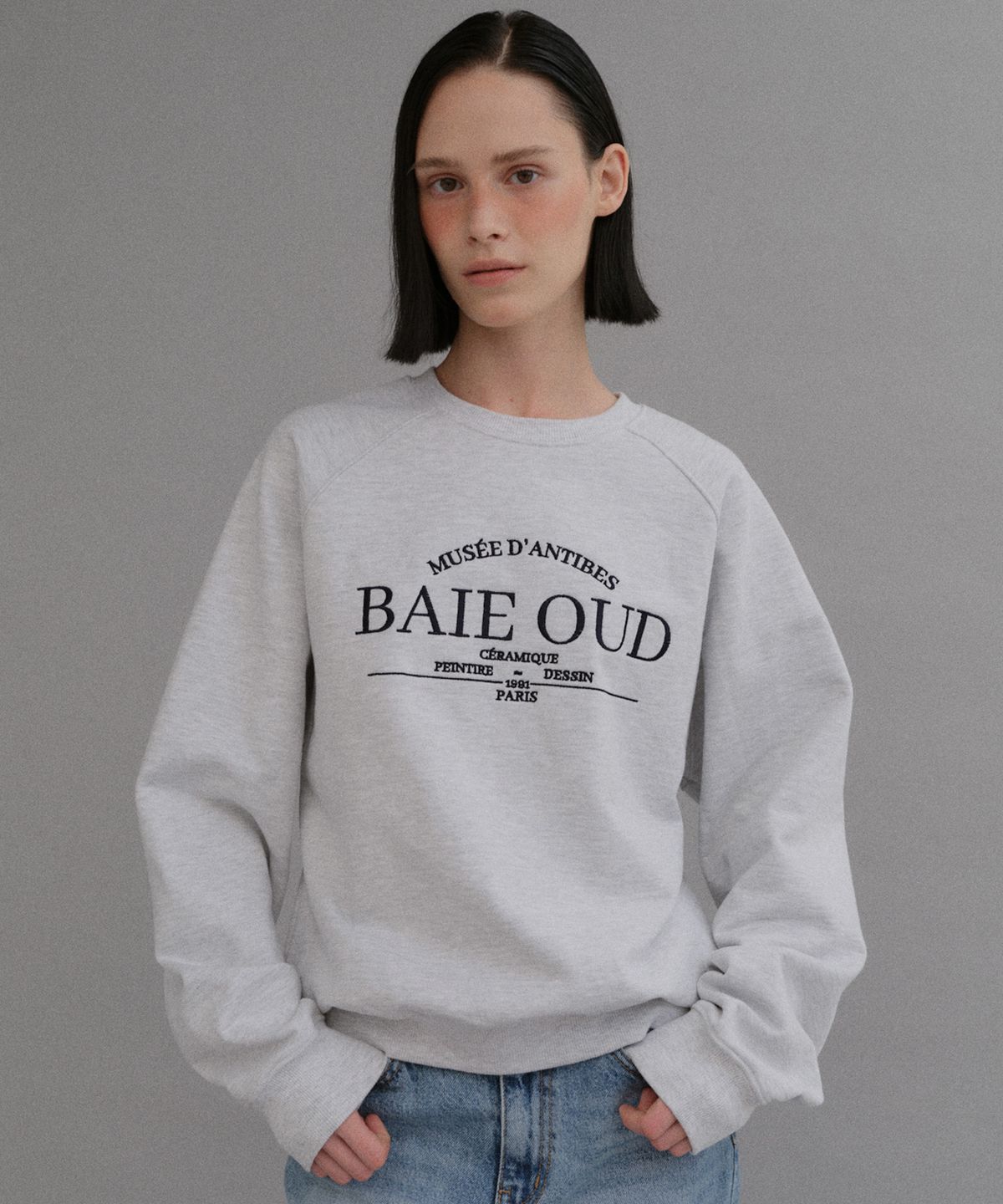 베이오드(BAIE OUD) BAIE OUD Embroidery sweat shirt_melange gray