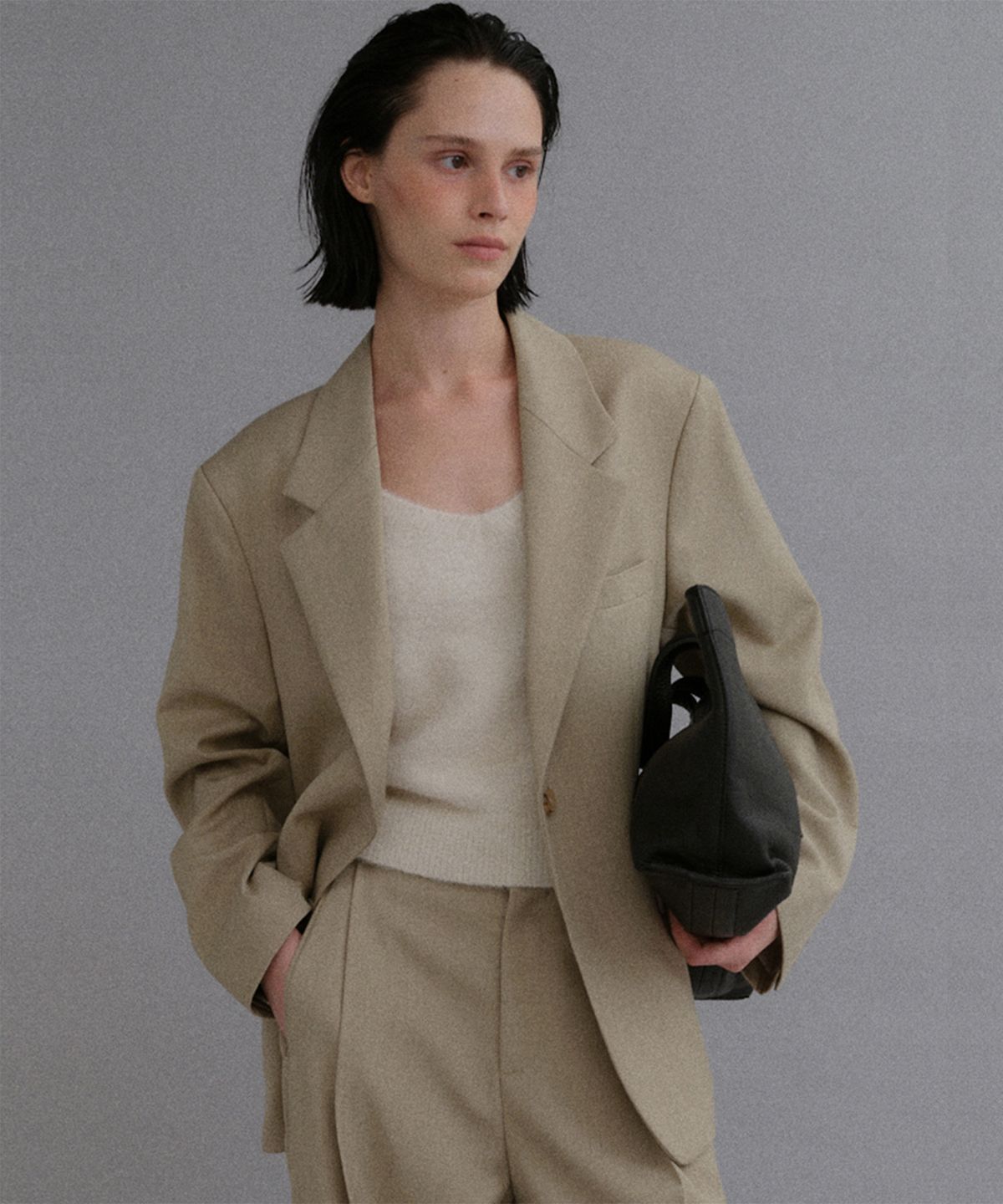 베이오드(BAIE OUD) Fine wool overfit tailored jacket_beige