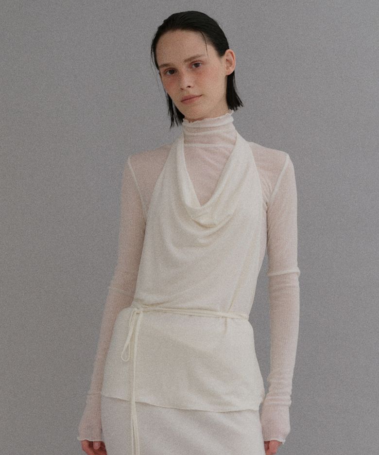 Classic layered frill turtleneck top_ivory