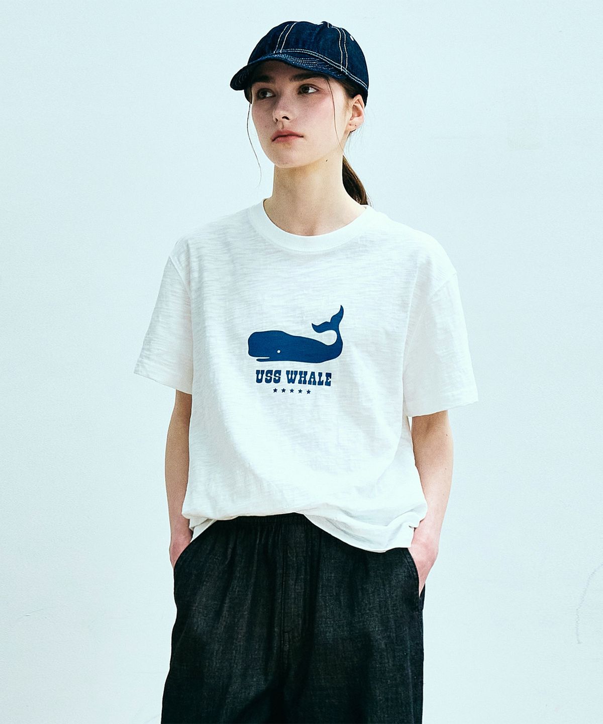 유니폼브릿지(UNIFORM BRIDGE) uss whale slub s/s tee(womens) off white