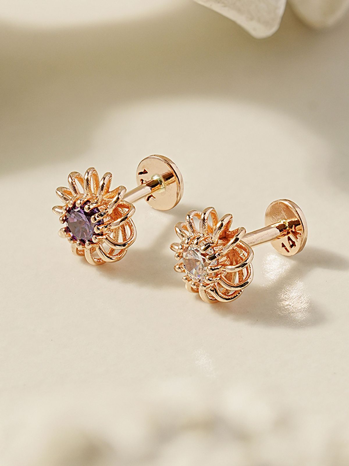미니멀피어싱(MINIMALPIERCING) 14K 허리케인 큐빅 라블렛 피어싱
