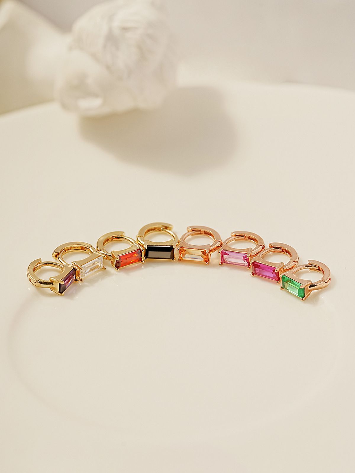 미니멀피어싱(MINIMALPIERCING) 14K 18K 바게트 큐빅 원터치 귀걸이