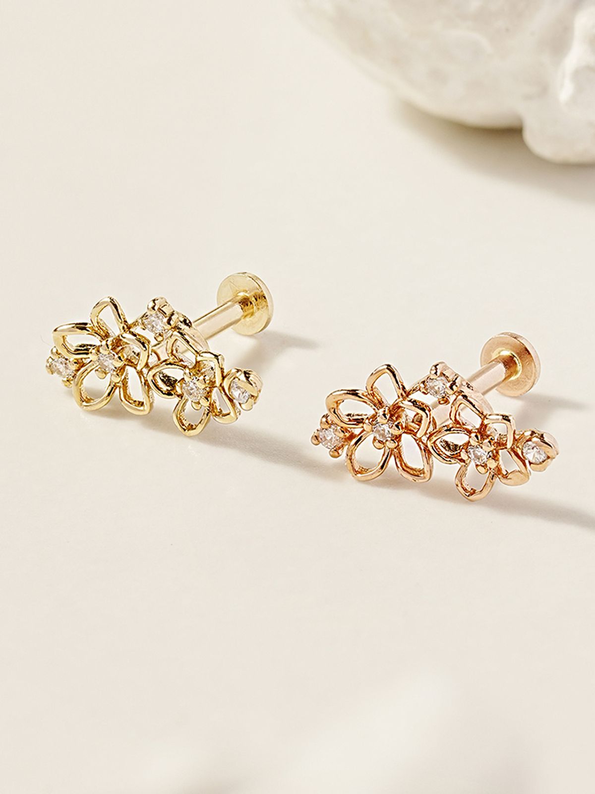 미니멀피어싱(MINIMALPIERCING) 14K 인터널 트윈 플라워 라블렛 피어싱