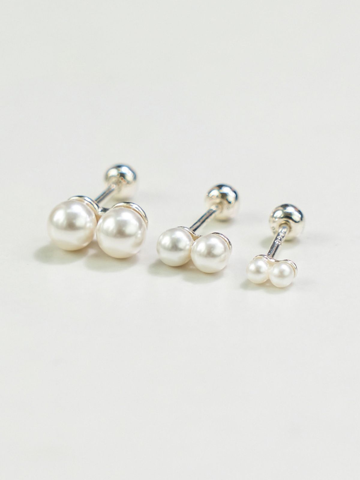 미니멀피어싱(MINIMALPIERCING) 925 실버 더블 진주 피어싱 귀걸이