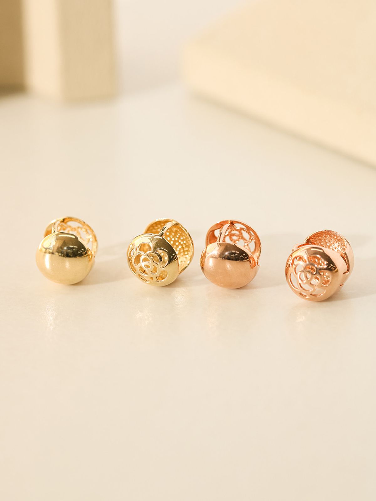 미니멀피어싱(MINIMALPIERCING) 14K 18K 볼륨 로즈 콩 볼 원터치 링 귀걸이