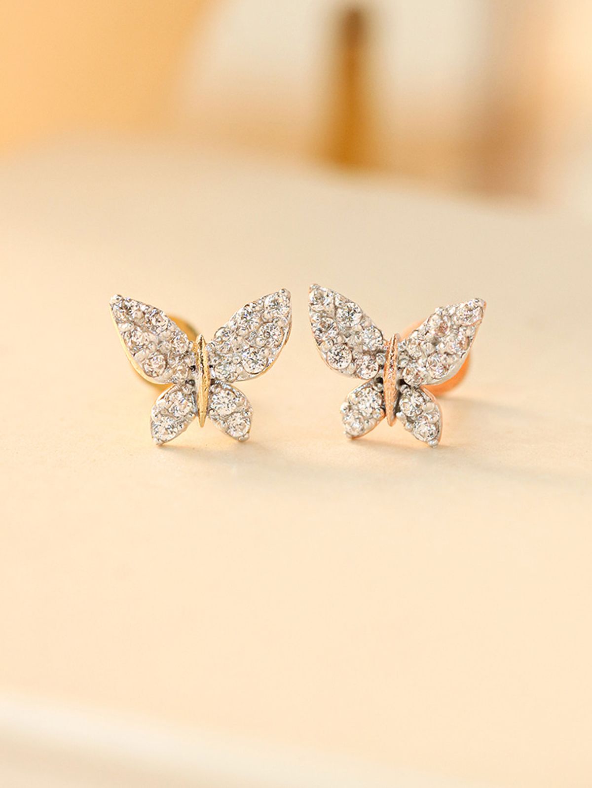 미니멀피어싱(MINIMALPIERCING) 14K 인터널 화이트 크리스탈 블링 나비 라블렛 피어싱