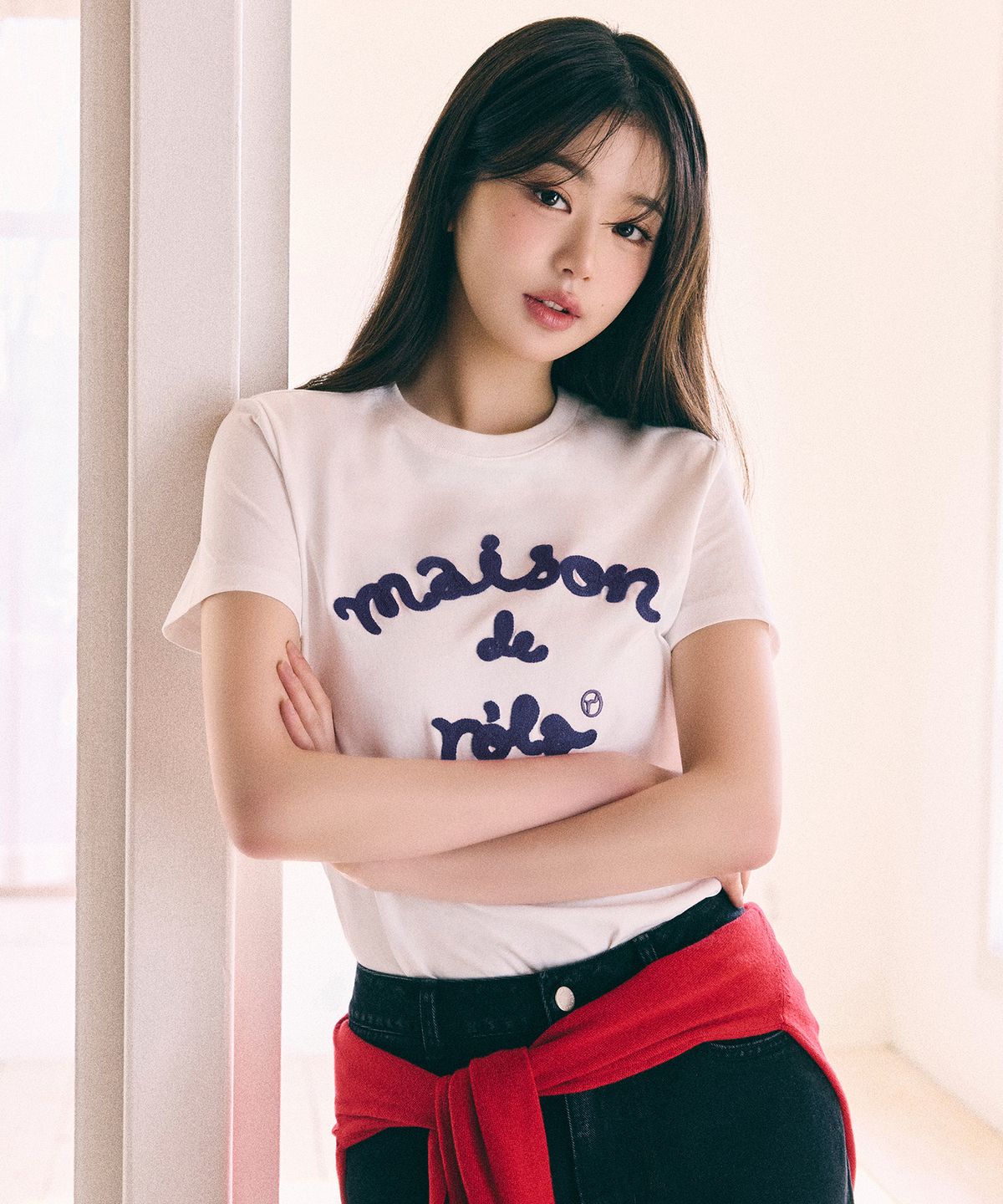 로라로라(ROLAROLA) MAISON DE ROLA EMBROIDERY T-SHIRT WH+NV