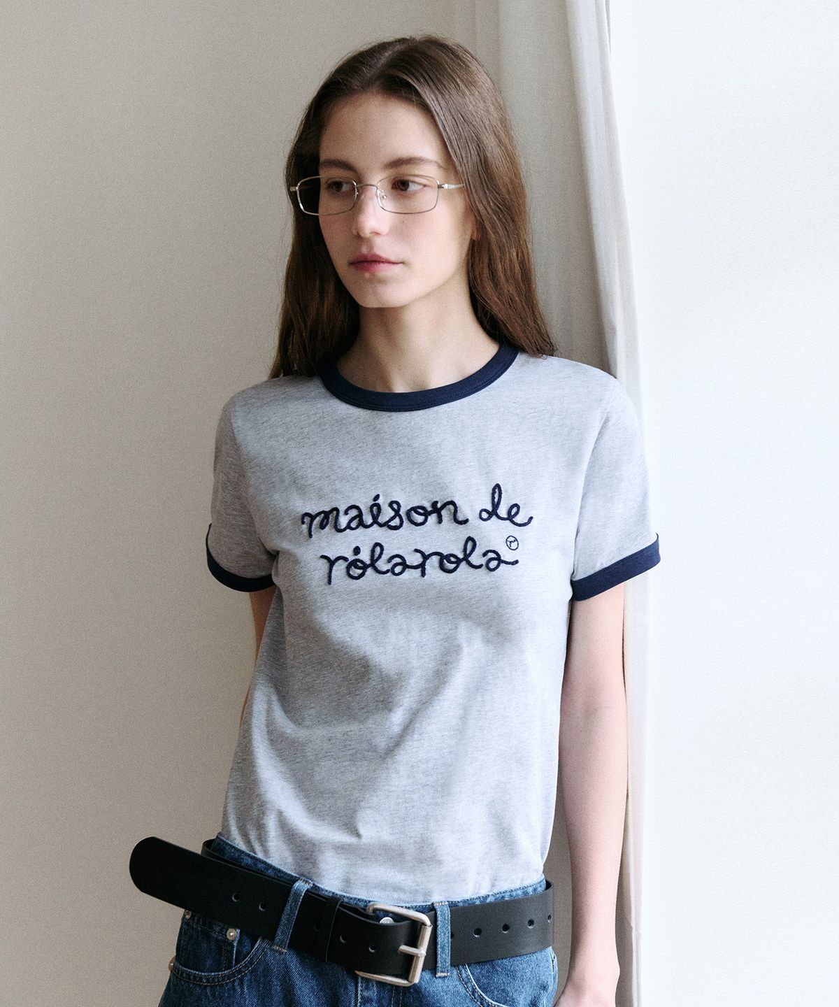 로라로라(ROLAROLA) MAISON DE ROLA RINGER T-SHIRT GY+NV