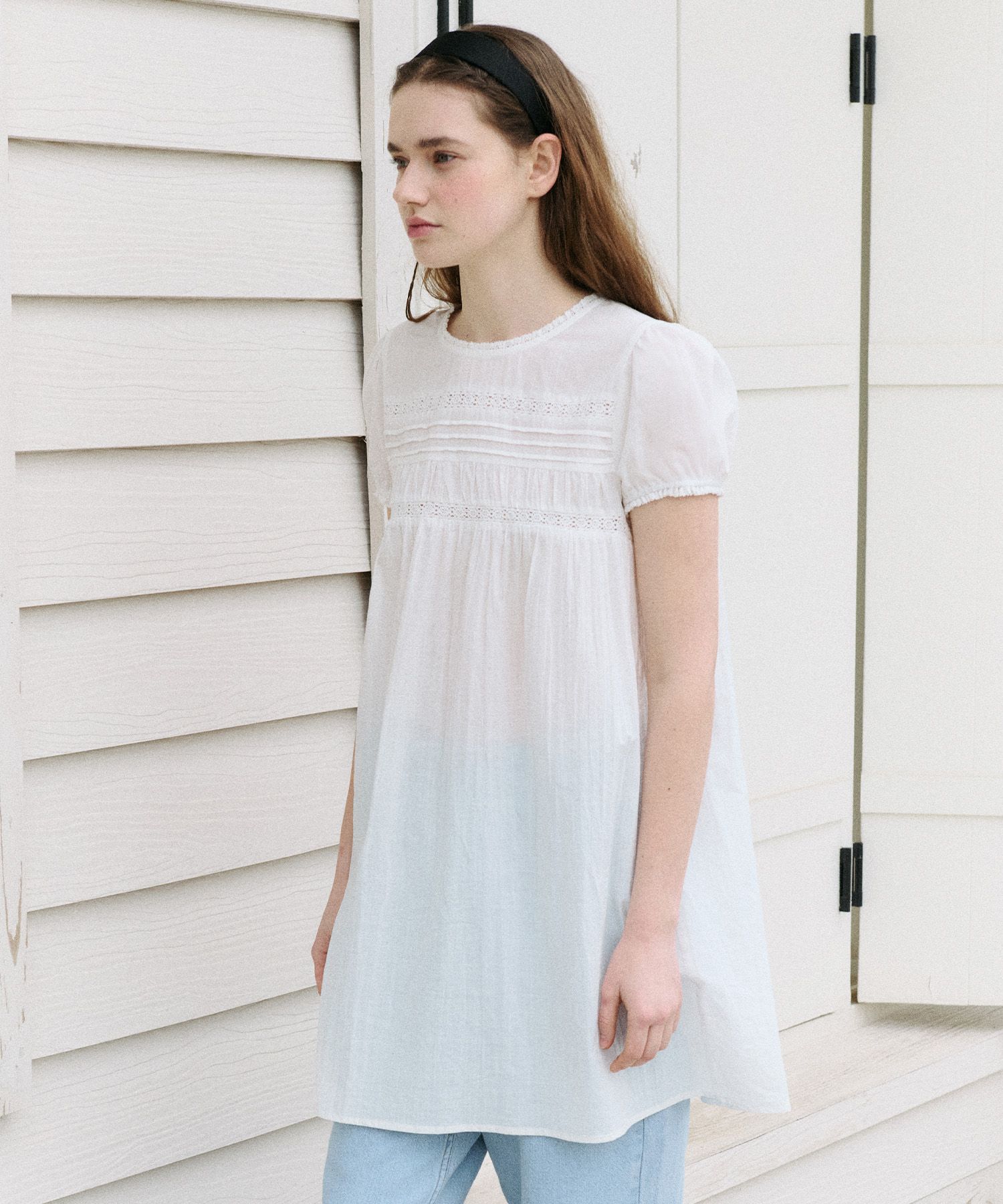 ROLAROLA★大人気★PINTUCK MINI ONEPIECE♪ MUSINSA公式 | ROLAROLA PINTUCK MINI ONEPIECE WHITE