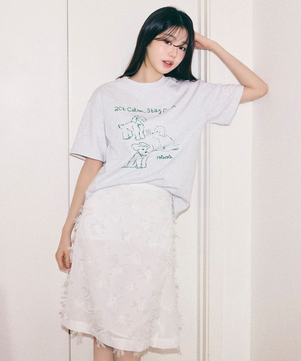 로라로라(ROLAROLA) SHEER MIDI SKIRT WHITE