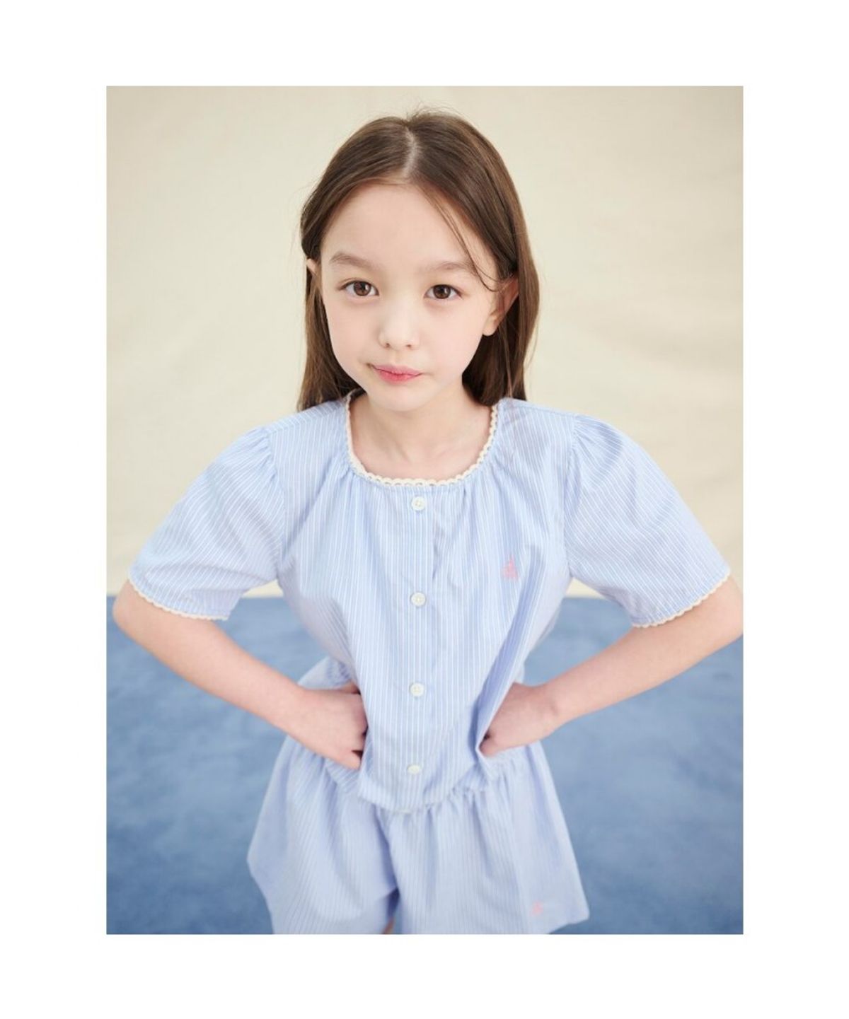 빈폴 키즈(BEANPOLE KIDS) 여아 클래식 스트라이프 상하 세트  스카이 블루 (BI5465G02Q)