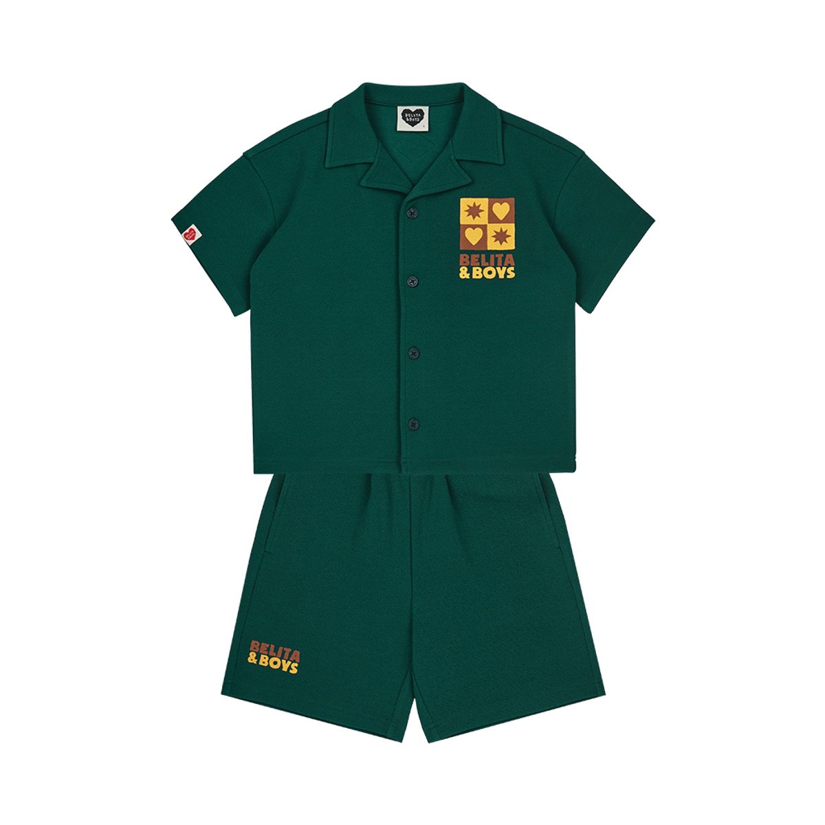 벨리타앤보이즈(BELITANBOYS) 하트스타엠보 반팔셔츠쇼츠상하복 BK5MST07GN