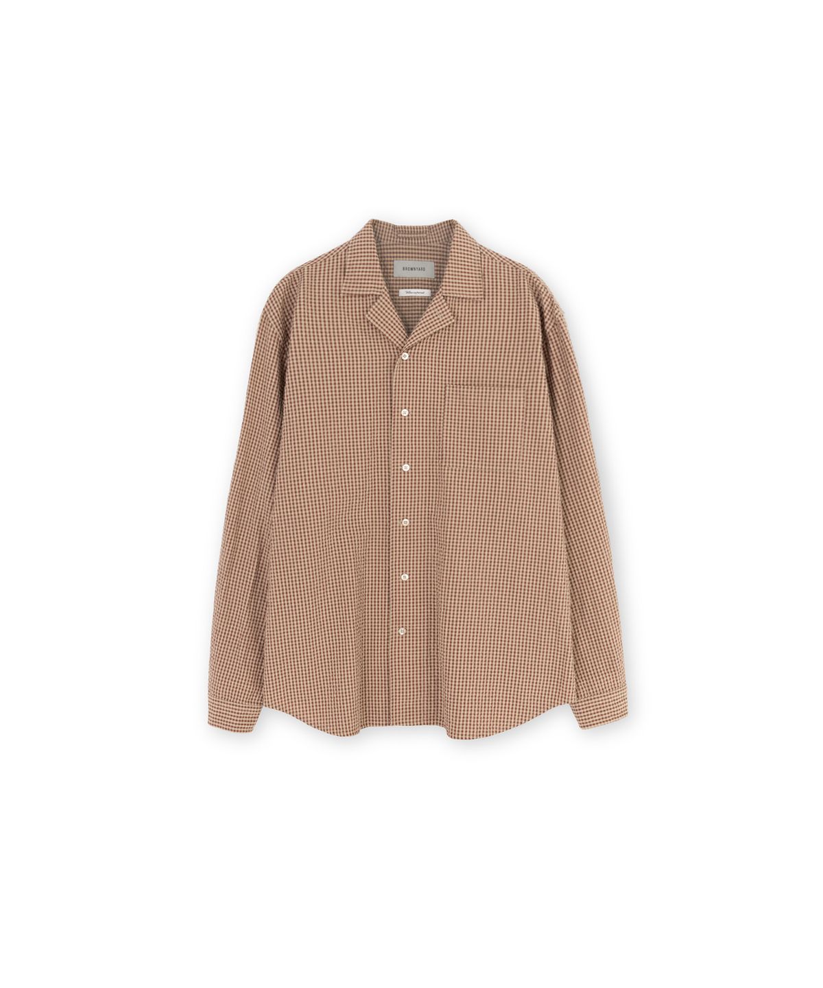 브라운야드(BROWNYARD) 더블 레이어 셔츠, 브라운 체크