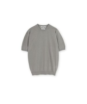 하드 트위스트 수피마 코튼 하프 니트, 워시드 그레이