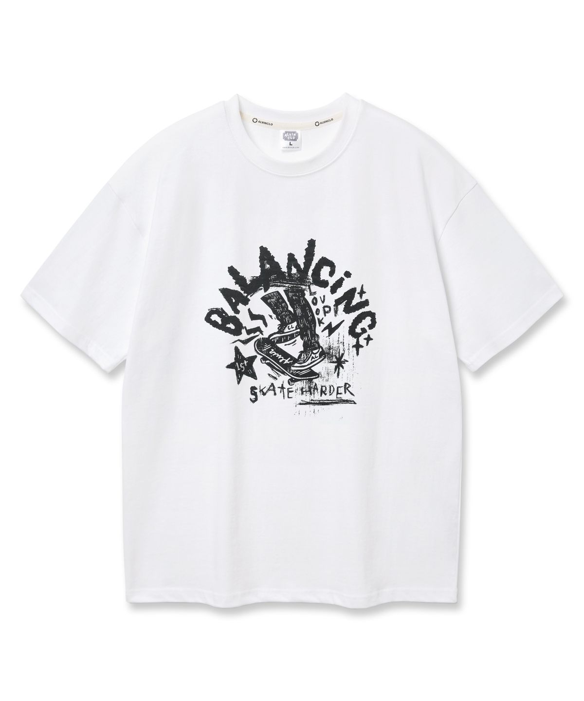 앨빈클로(ALVINCLO) SKATE HARDER 오버핏 반팔티 AST4749 (3 COLOR)