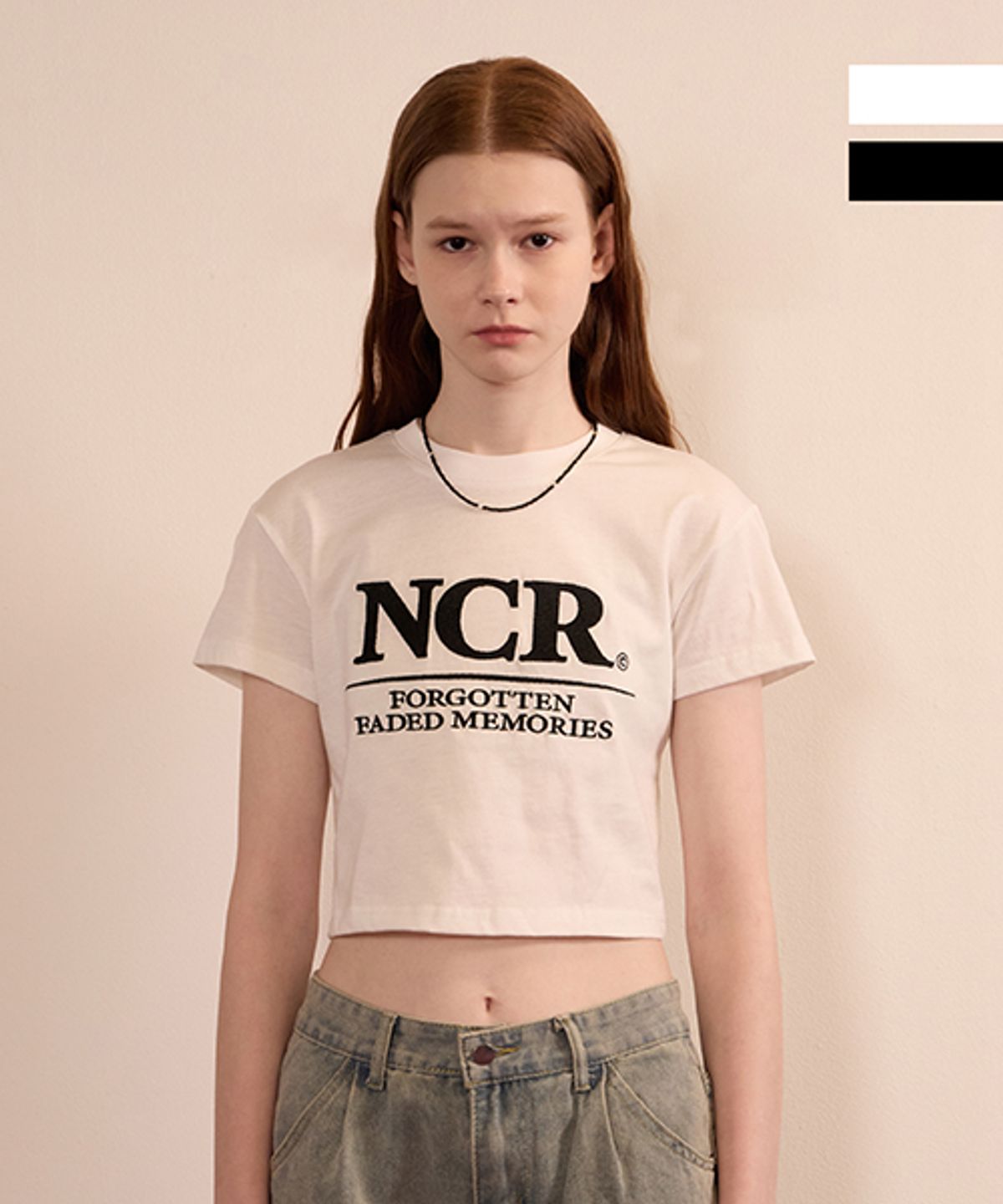 앤커버(NCOVER) NCR 시그니처 크롭 반팔 티셔츠 2컬러