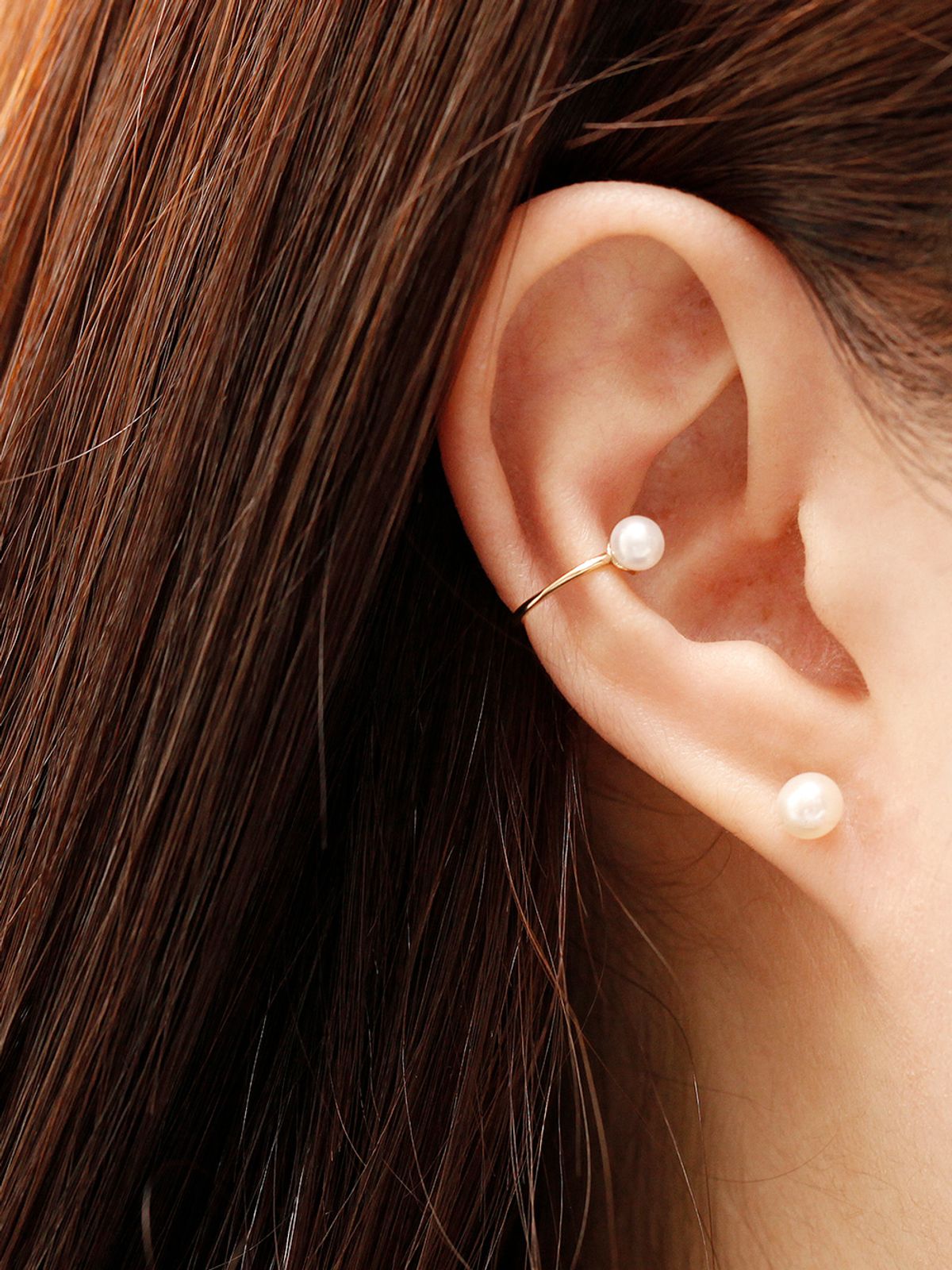 미니멀피어싱(MINIMALPIERCING) 14K 담수 진주 슬림 이너컨츠 이어커프 귀찌