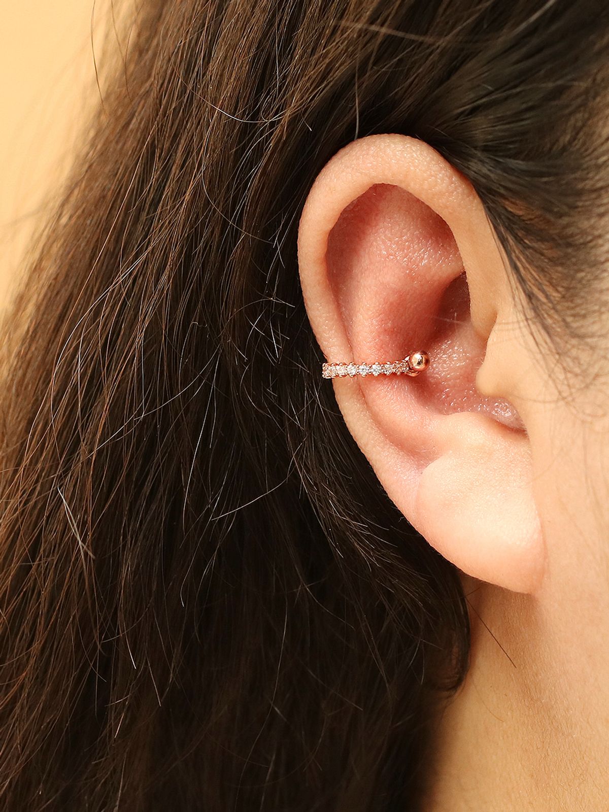 미니멀피어싱(MINIMALPIERCING) 14K 블링 큐빅 C자 이너컨츠 피어싱 투웨이 귀걸이