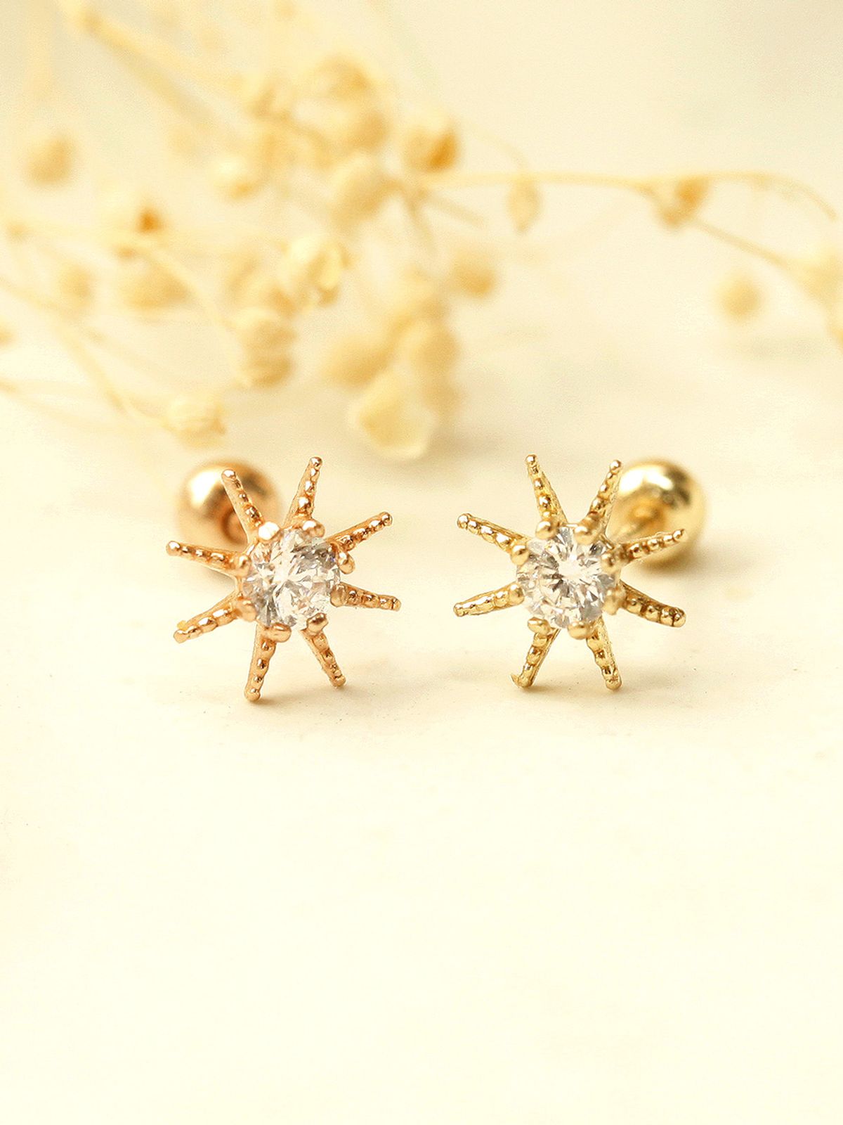 미니멀피어싱(MINIMALPIERCING) 14K 큐빅 썬플라워 피어싱 귀걸이