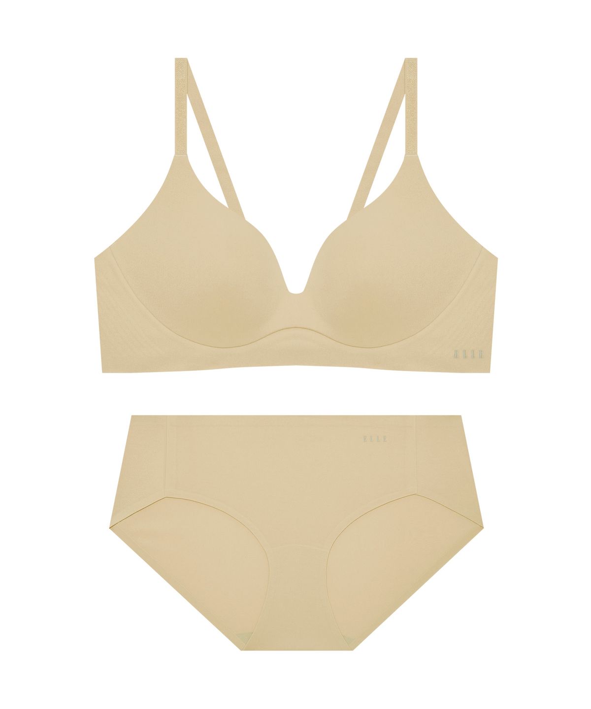 엘르이너웨어(ELLE INNERWEAR) 스무스 커브 노와이어 브라 팬티 세트 - 스킨