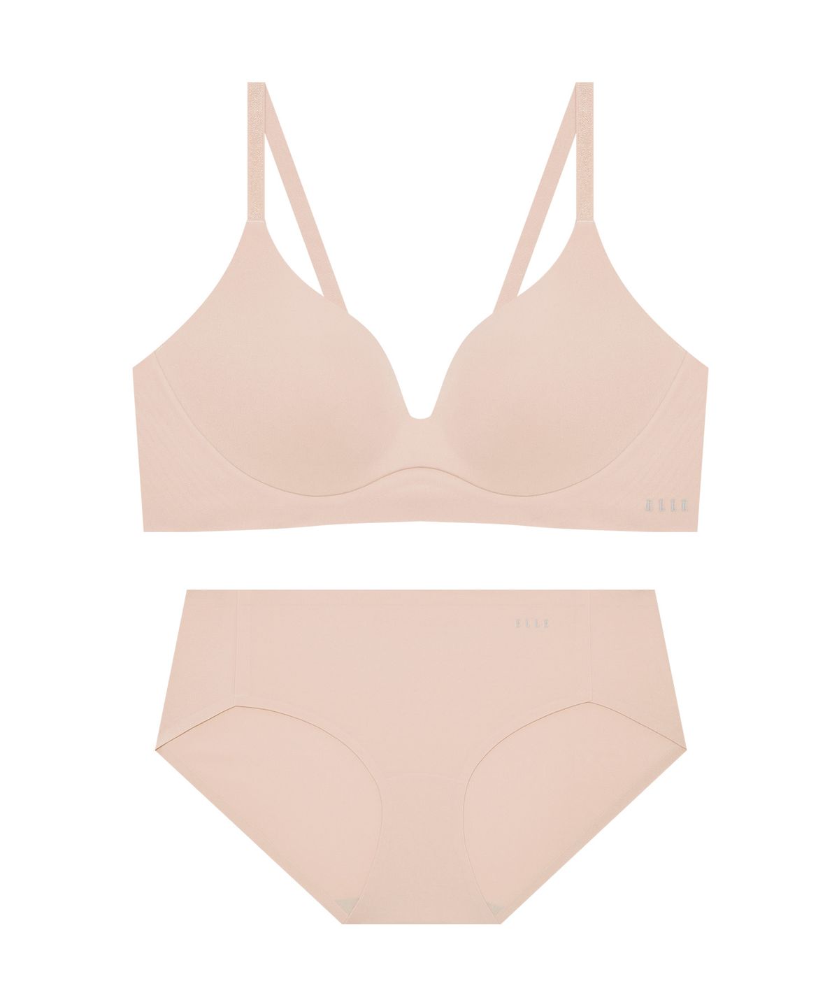 엘르이너웨어(ELLE INNERWEAR) 스무스 커브 노와이어 브라 팬티 세트 - 인디핑크