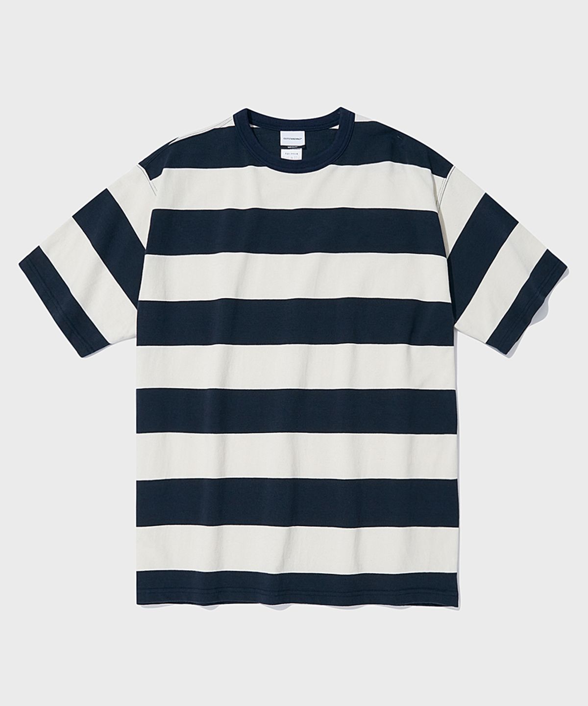 아웃스탠딩(OUTSTANDING) BORDER TEE_NAVY/IVORY
