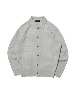케이블 카라 가디건 니트 (그레이)
