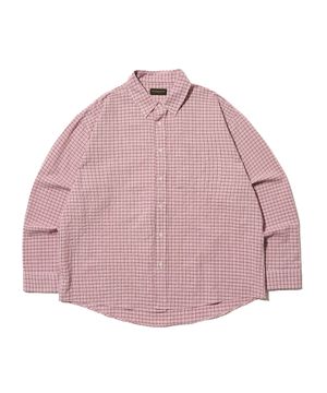 플래드 코튼 체크 셔츠 (핑크)