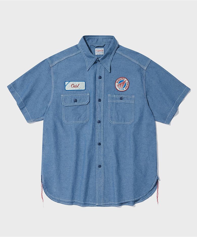 WAPPEN CHAMBRAY WORK HALF SHIRT_L.BLUE