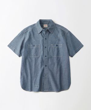 USN UTILITY CHAMBRAY HALF SHIRT_L.BLUE