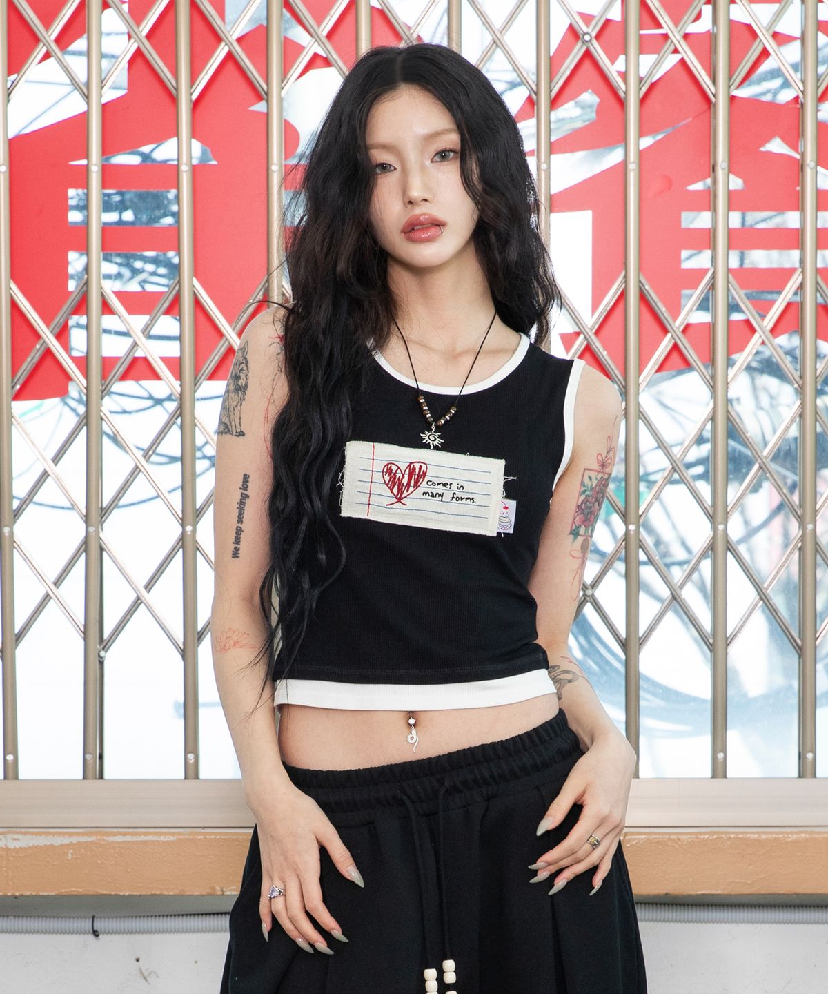 루나키후(RuNaKi'Hu') WXT044 러브레터 레이어드 슬리브리스 (BLACK) - 사이즈 & 후기 | 무신사