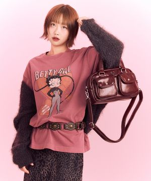 베티붑 레더 투 포켓 숄더백_버건디