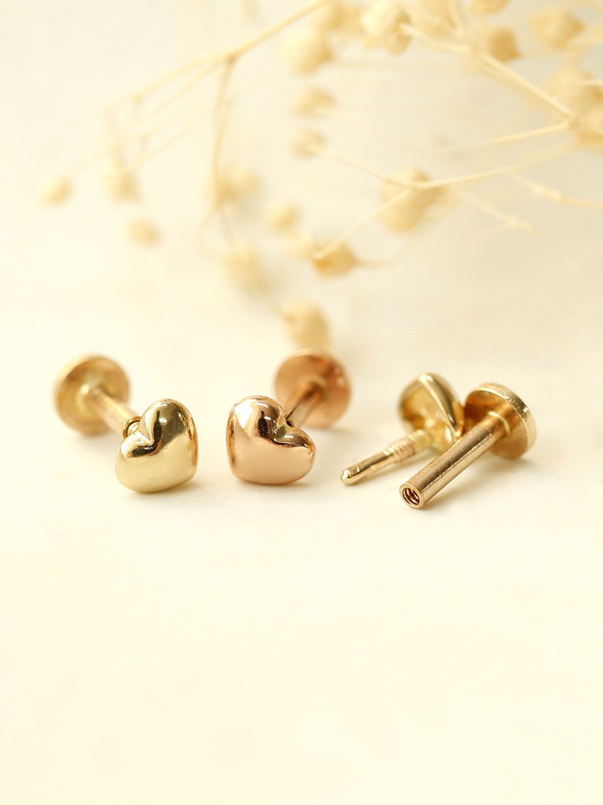 미니멀피어싱(MINIMALPIERCING) 14K 인터널 미니 콩알 하트 라블렛 피어싱