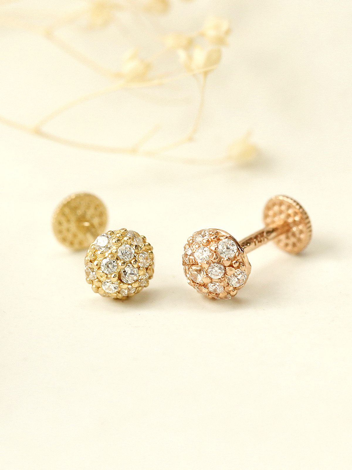 미니멀피어싱(MINIMALPIERCING) 14K 큐빅 반구 라블렛 피어싱