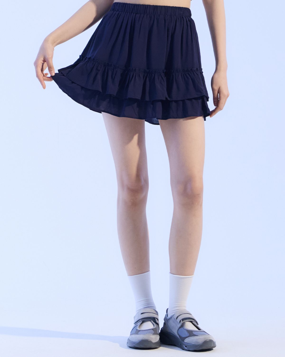 모아(MOAA) Fluffy Layer Skirt (NAVY)