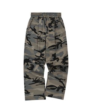 Camo Pintuck Wide Pants Gray